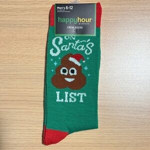 Tipsy Elves Green and Red Santa Emoji Crew Socks